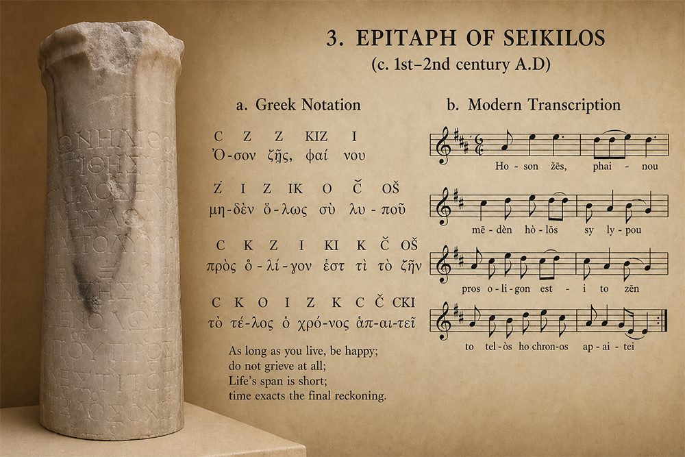 Epitafio de Sícilo - Transcripción moderna