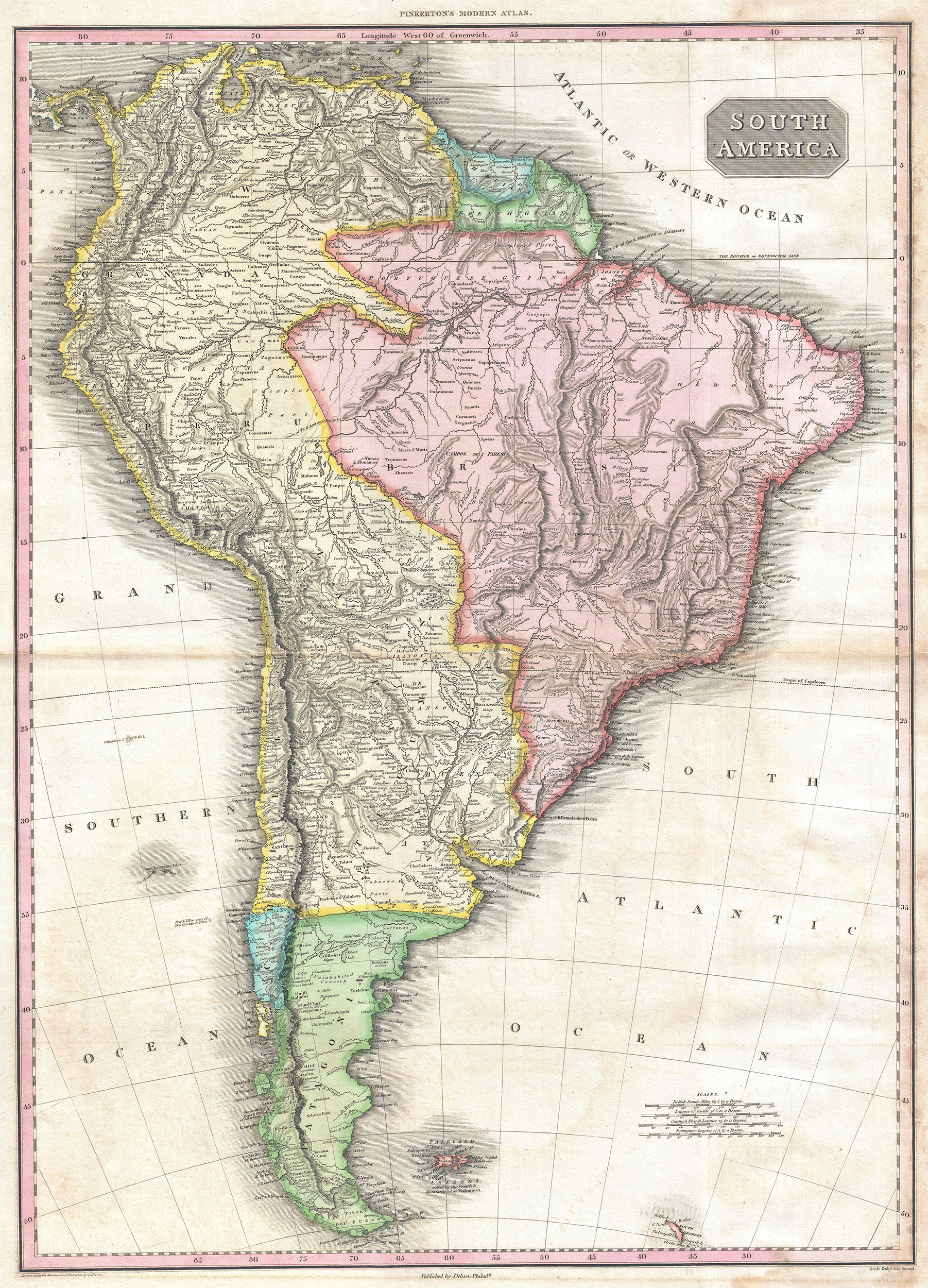 Mapa de Sudamerica en 1818 por John Pinkerton